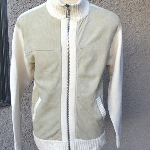 MARC ECKO MENS SUEDE BLEND FULL ZIP SWEATER- Beige color- $48.00 - Picture 7 of 13